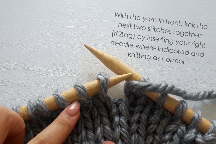 Learn to Knit: K2tog, knit two sts together