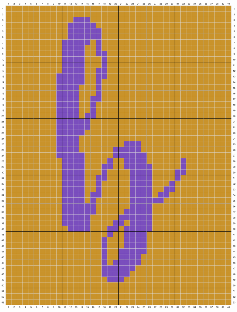 Duplicate stitch chart for the letter B