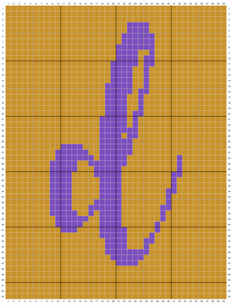 Duplicate stitch chart for the letter D