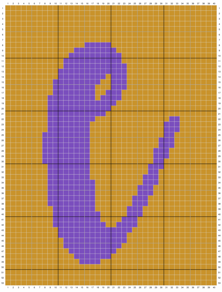 Duplicate stitch chart for the letter E