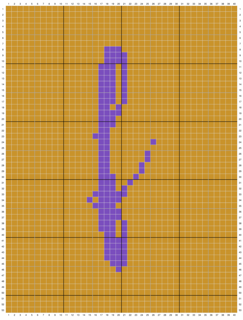Duplicate stitch chart for the letter F
