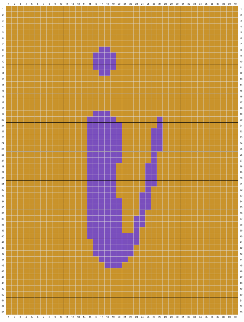 Duplicate stitch chart for the letter I