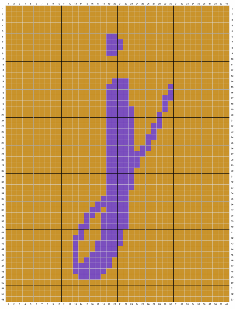Duplicate stitch chart for the letter J