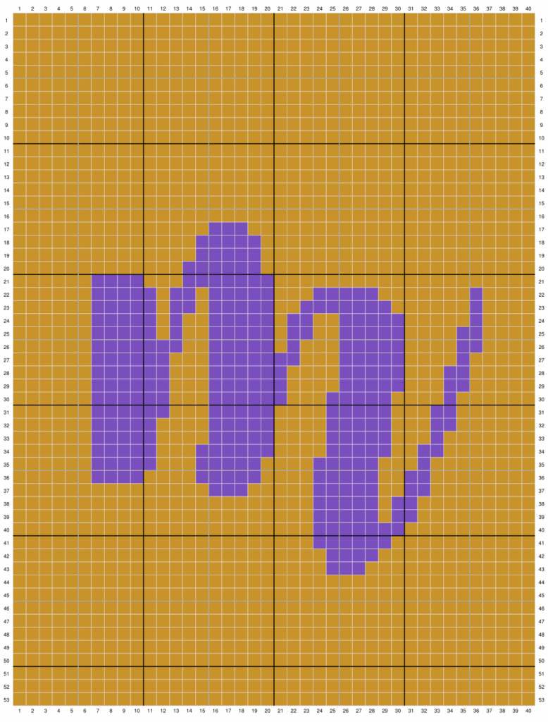 Duplicate stitch chart for the letter M