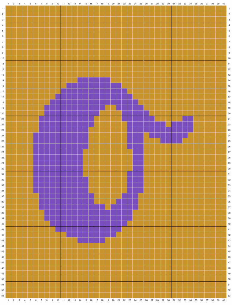 Duplicate stitch chart for the letter O