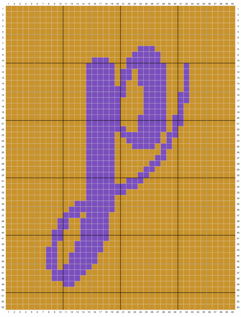 Duplicate stitch chart for the letter P
