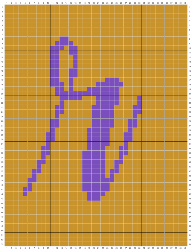 Duplicate stitch chart for the letter R