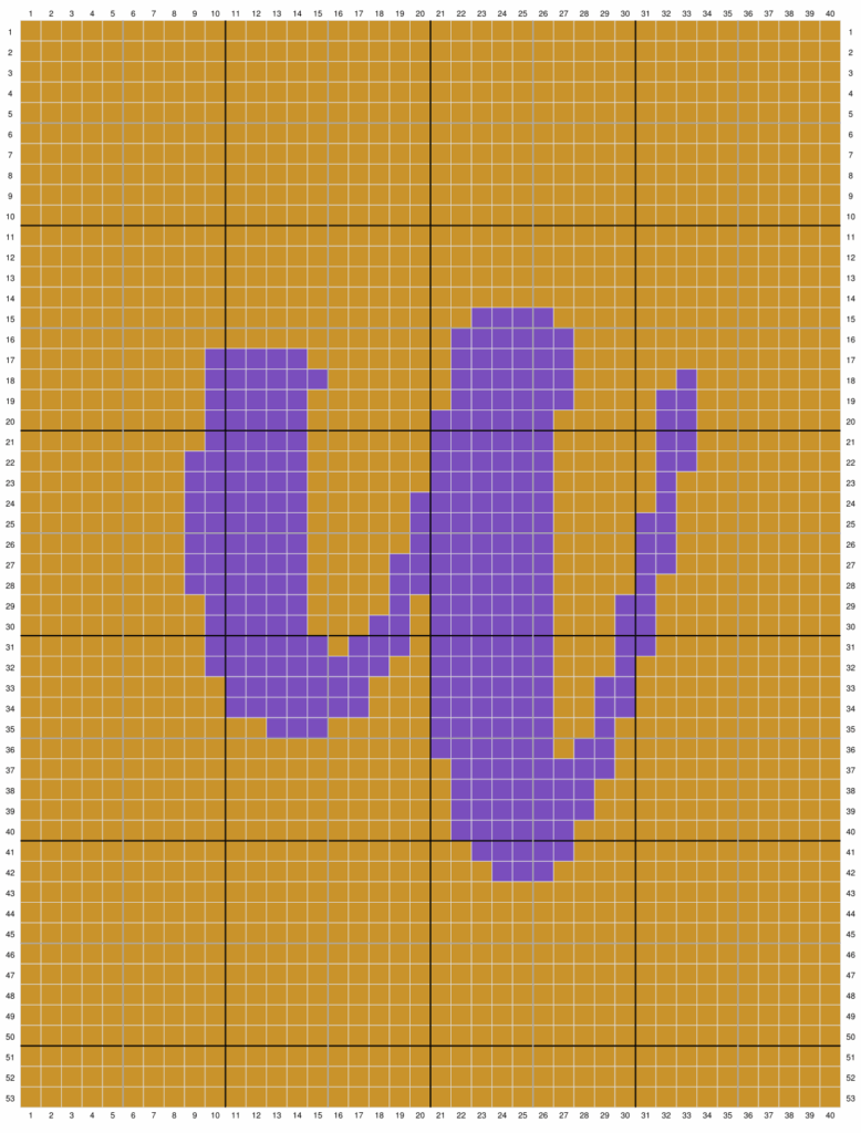 Duplicate stitch chart for the letter U