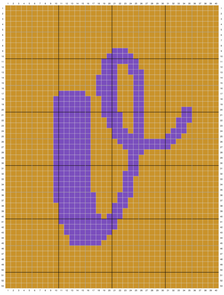 Duplicate stitch chart for the letter V