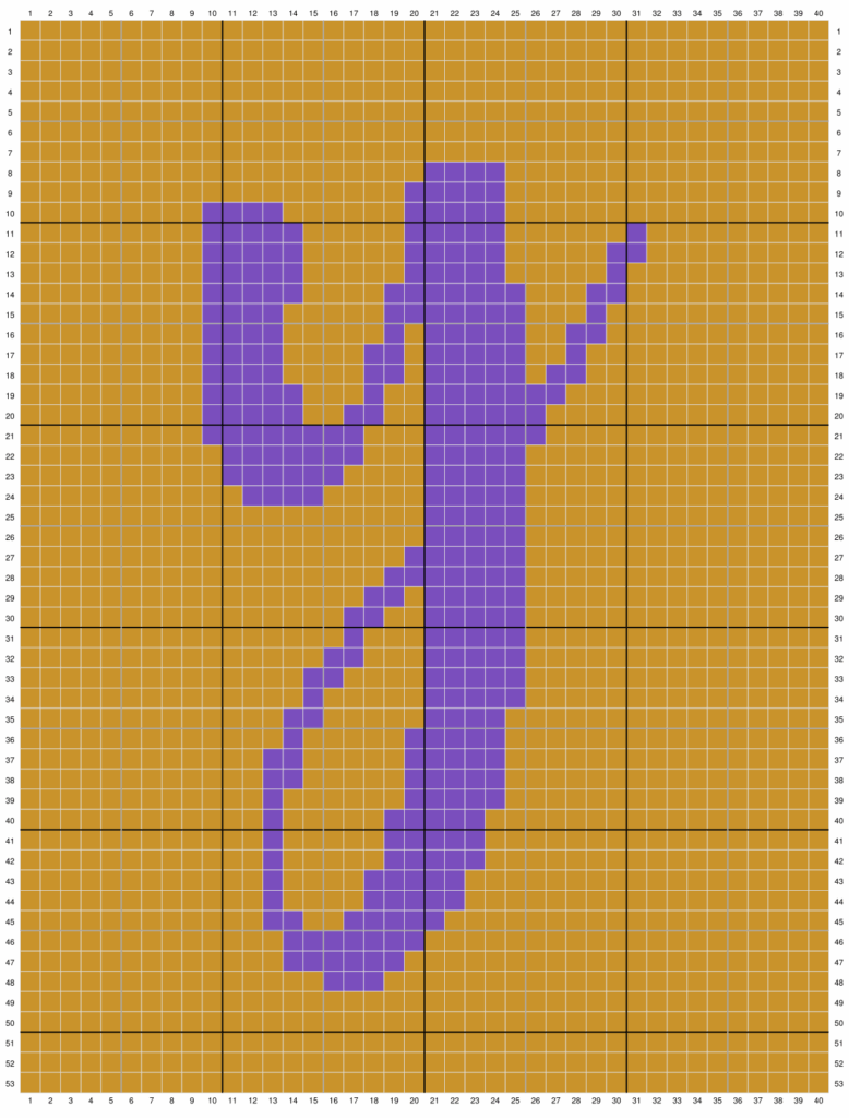 Duplicate stitch chart for the letter Y